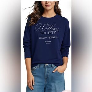 NWT Wildfox Wellness Society Keely Raglan Sweatshirt | Medieval Blue
